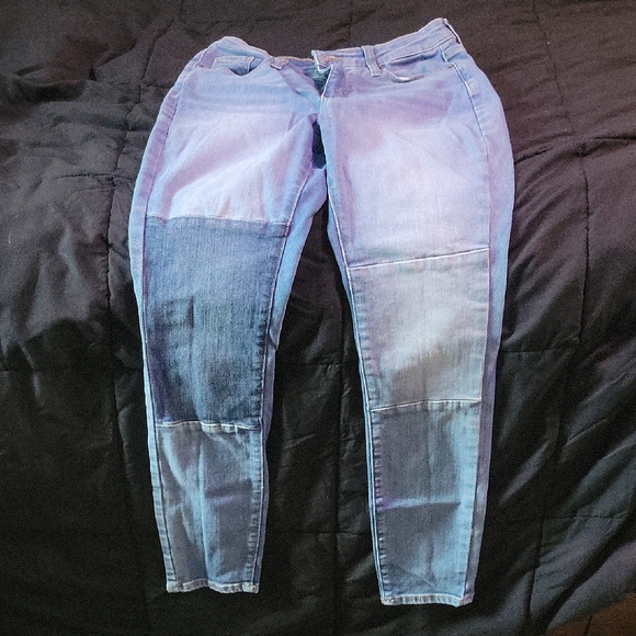 Patchwork Blue Skinny Jeans - Picture 1 of 5